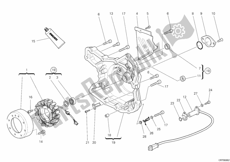 All parts for the Flywheel of the Ducati Monster S2R 1000 USA 2006